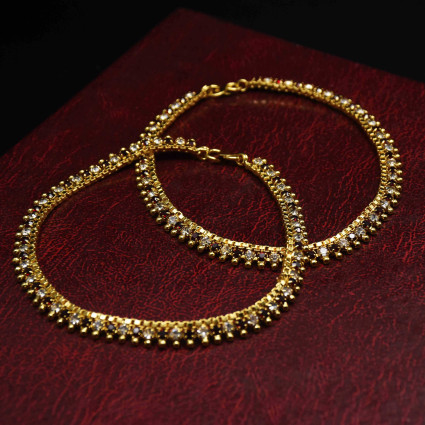 Beautiful Gold Plated Stone Anklets