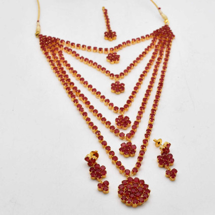 Premium Multi Strand Ruby Long Chain