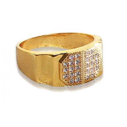 Gold plated Gent's CZ Stone Finger Ring