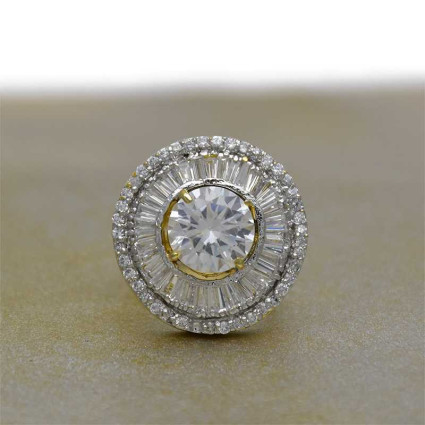 White Gold Ruby Round Finger Rings