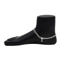 Stylish Square Designed Silver Coloured Anklets Paayal Kolusu