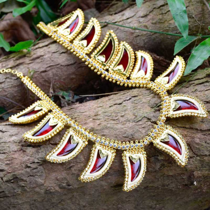 Kerala Traditional Red Leopard Claw Necklace 