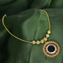 Traditional Green Enamel Stone Pathakkam Necklace
