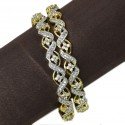 Outstanding Premium Gold Plated CZ's Floral Bangles