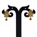 Gold Plated Floral Tear Drop CZ Earrings