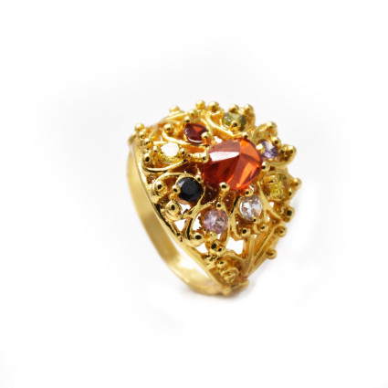 Men's Premium Gold Plated Navaratna Model Finger Ring