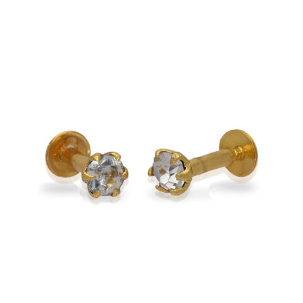 Gold Plated Small Single Stone Ear Studs