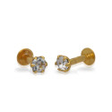 Simple Gold Plated Small Single Stone Ear Studs