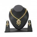 Delicate Premium Gold Plated CZ Ruby Emerald Necklace Set