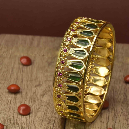 One Gram Gold Plated Traditional Broad Blue Nagapadam Bangle