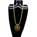 Ethnic Gold Plated Cz's Lakshmi Long Ball Chain Necklace
