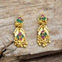 Semi-precious Ruby Emerald Stones Drops Earrings