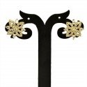 Trendy Gold Plated Cubic Zirconia Floral Ear Studs