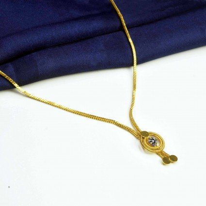 Gold Plated Chain with Attached Stone Pendant
