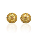 Gorgeous Gold Plated Round Floral Stone Ear Studs