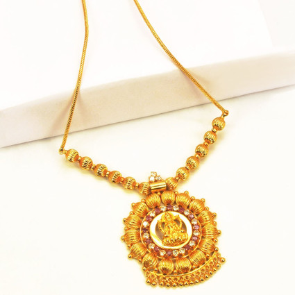 Ethnic Classic Lakshmi MC Ball Big Stone Pendant Necklace