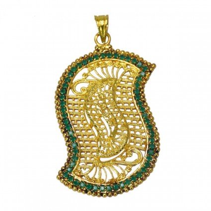 Classic Gold Plated Designer Big Emerald Pendant