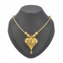 Gold Plated Snake Chain Ruby AD Floral Pendant Necklace