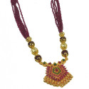 Multi-layer Maroon Beads Ruby Emerald Necklace