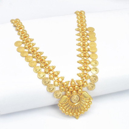 Gold Plated Traditional Small Head Coin Kasu Necklace