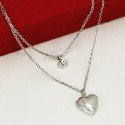 Stunning Silver Tone Double Layer Chain with Heart Locket