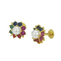 Classic Gold Plated Floral Pancharatna Studs