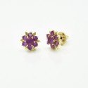 Stunning Premium Semi-Precious Stones Floral Ear Studs - pj