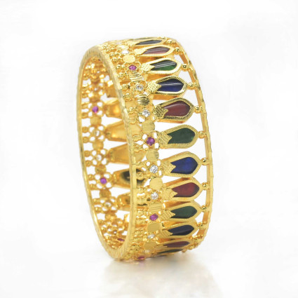 1gram Gold Multicolour Broad Nagapadam Bangle