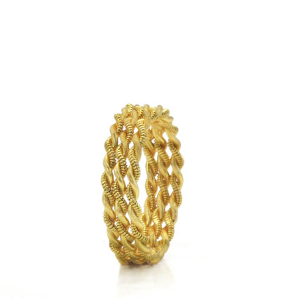 Stunning Gold Plated Triple Row Twisted Rope Finger Ring