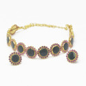 Trendy Green Enamel Ruby Choker Necklace Set