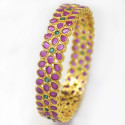Party Wear Gold Plated Floral Stone Bangle For Women