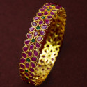 Party Wear Gold Plated Floral Stone Bangle For Women