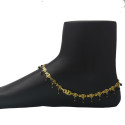 Stylish Gold Plated Black Crystal Anklets For Women