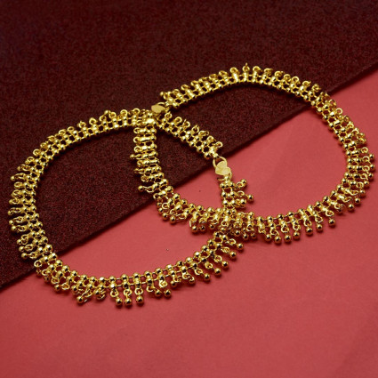 Kollam Supreme Gold Plated Thick Bridal Anklets Payal
