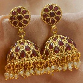 Alluring One Gram Gold Jhumkas Jimikki Earrings Online|Kollam Supreme