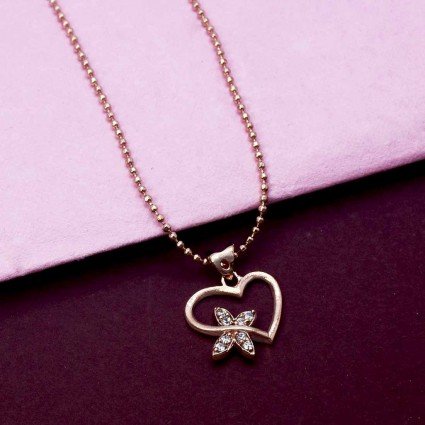 Cute Rose Gold Plated Heart Pendant Chain
