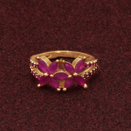 Memoir Gold plated, Faux Burma Ruby and Imitation Diamond Studded flower  shape, free size, Adjustable Finger ring, Women : Amazon.in: Fashion