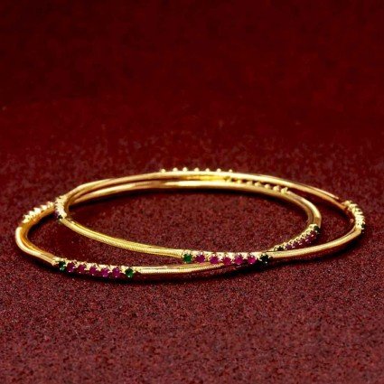Ruby Emerald Stone Gold Open Type Bracelet For Girls BRAC308