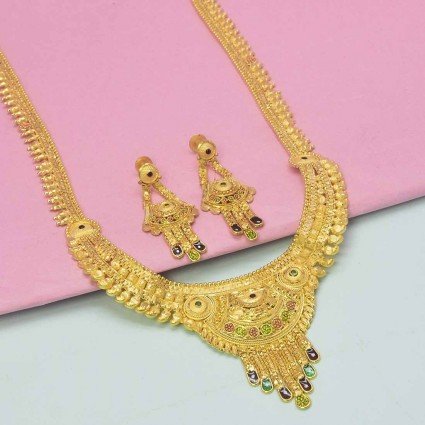 Designer Gold Plated Enamel Lappa Long Chain Set