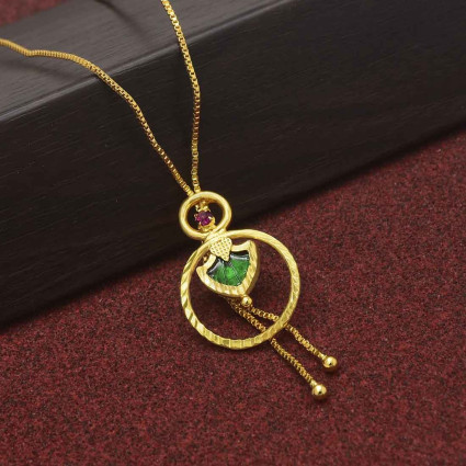 Gold Plated Palakka Pendant with Chain For Girls
