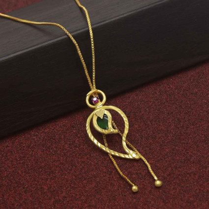 Gold Plated Mango Pendant Chain Necklace For Girls