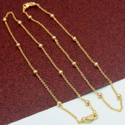 Delicate Gold Plated Beads Rolo Chain Anklets Payal