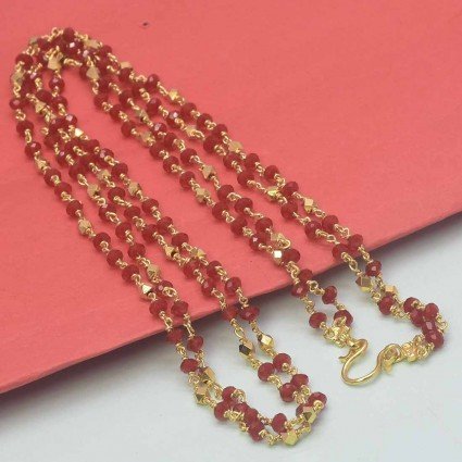Gold Plated Double Strand Black Crystal Chain