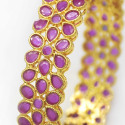 Party Wear Gold Plated Floral Stone Bangle For Women