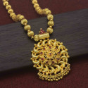 Gold Plated Mc Ball Designer Floral Ruby Stone Necklace
