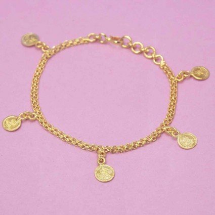 Micro Gold Plated Trendy Lakshmi Kasu Bracelet For Girls