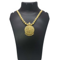 Gold Plated Mc Ball Chain with Round Pendant Necklace