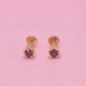 Gold Plated Small Single Stone Ear Studs