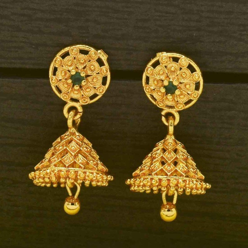 Aina Deep Green and Gold Drop Earrings  Curio Cottage