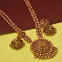 Ethnic Matte Chettinad Lakshmi Kemp Stones Long Necklace Set